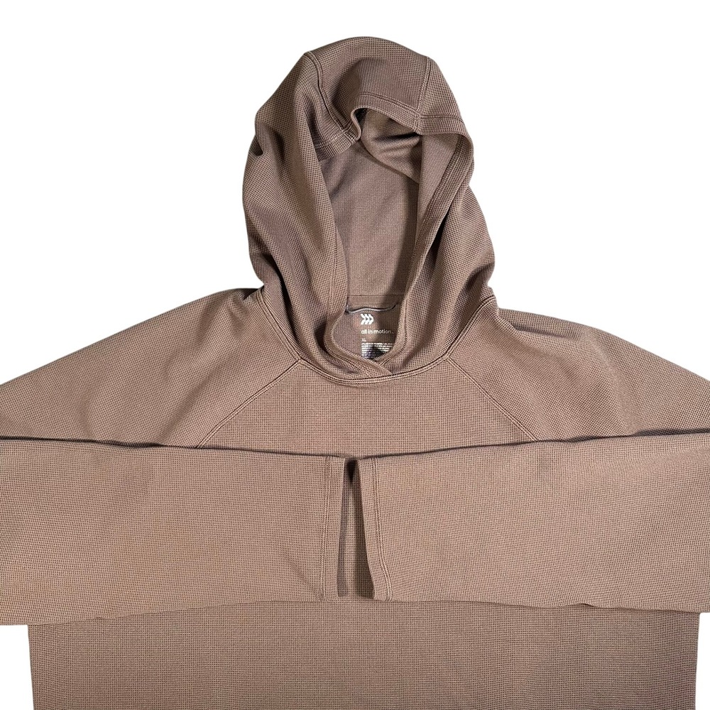 All In Motion Mens XL Brown Waffle Knit Performance Hoodie Pullover Stretch XL